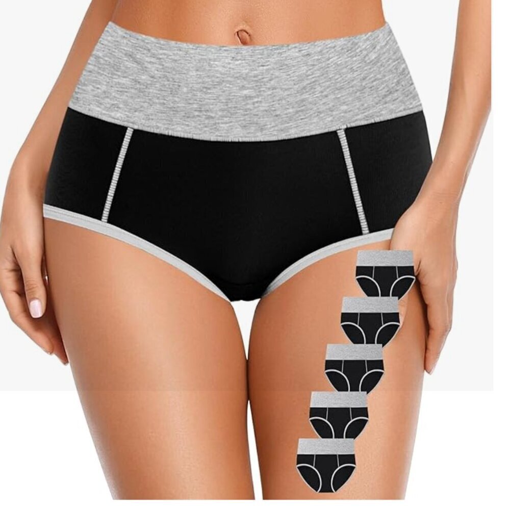 NEW Women's Cotton High Waisted Soft Stretch Underwear 5 Pack Size Large